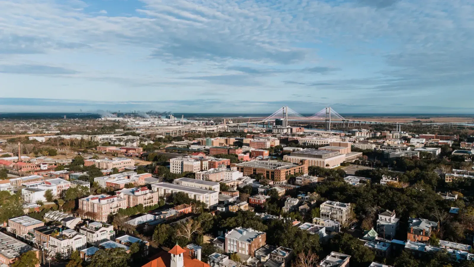 Savannah, Georgia skyline and neighborhoods served by U-wifi home internet