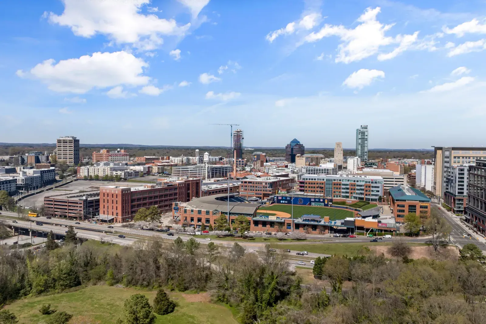 Durham, North Carolina skyline and neighborhoods served by U-wifi home internet