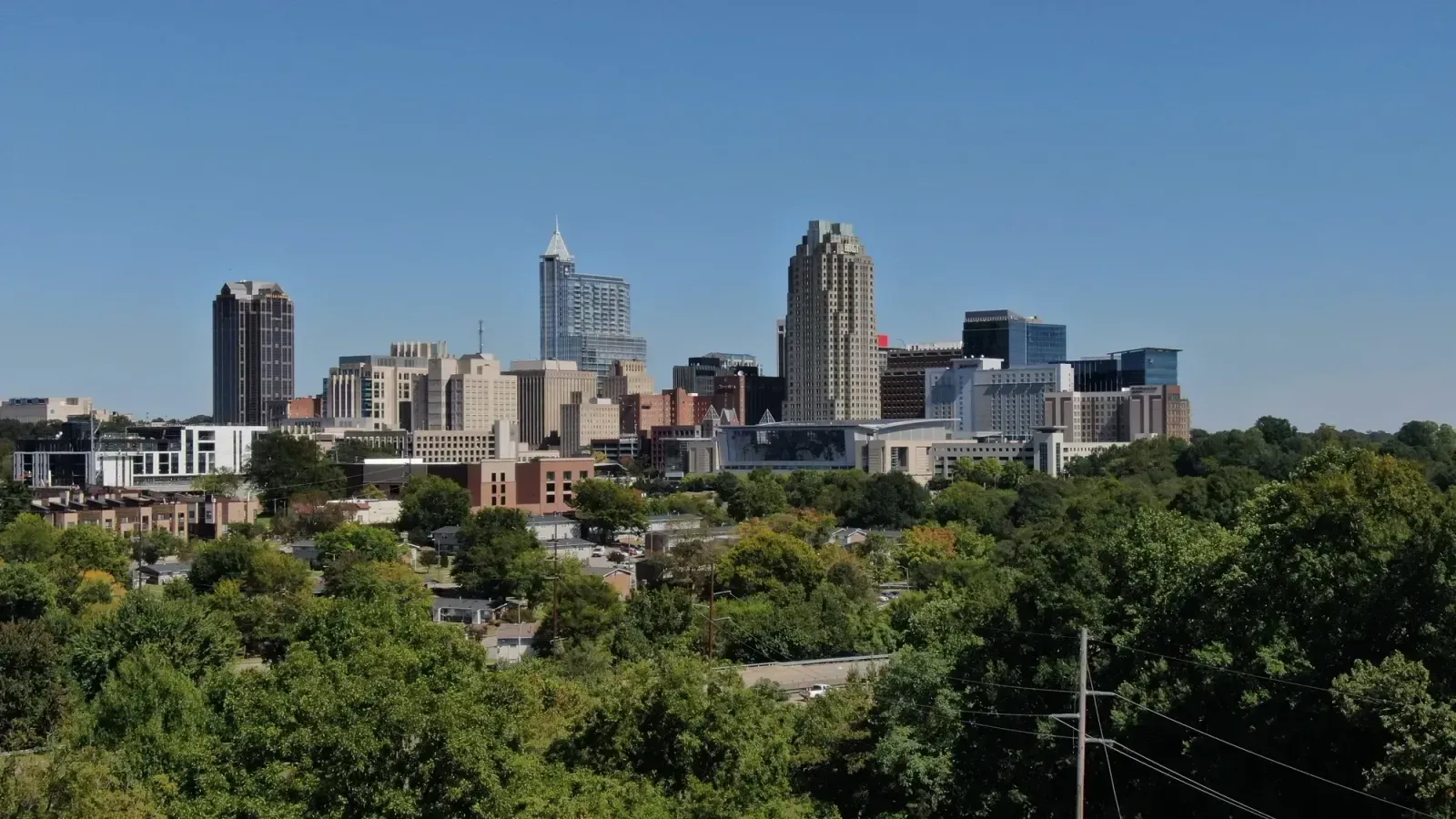 Raleigh, North Carolina skyline and neighborhoods served by U-wifi home internet