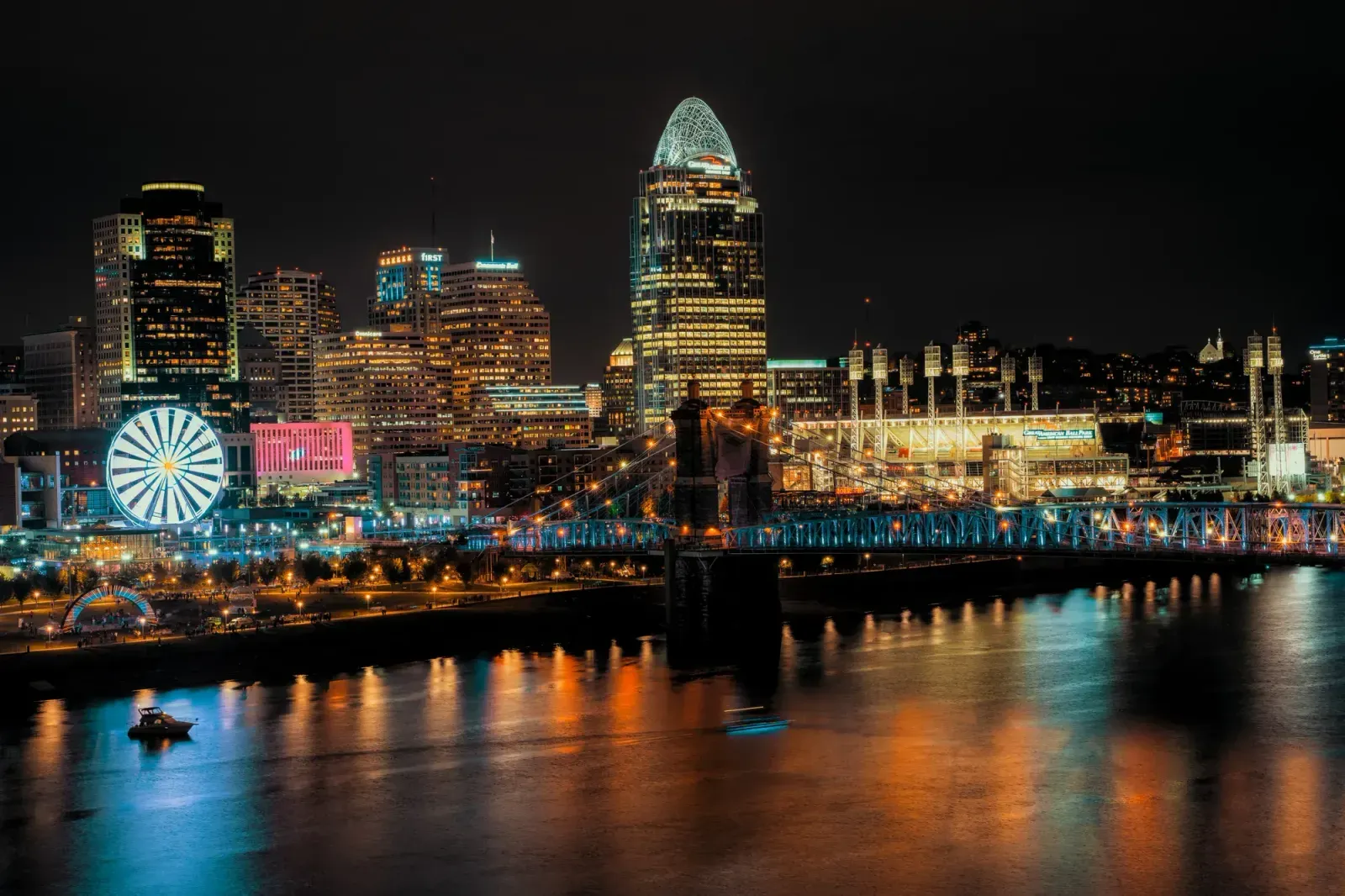 Cincinnati, Ohio skyline and neighborhoods served by U-wifi home internet