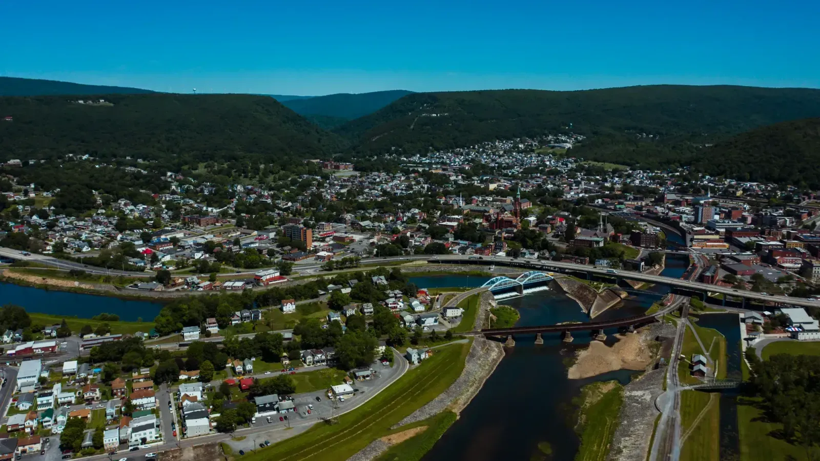 Wilkes-Barre, Pennsylvania skyline and neighborhoods served by U-wifi home internet